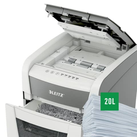 Distruggidocumenti automatico Leitz IQ P4 AutoFeed 50 ff Small Office - 20 L - bianco - 80350000